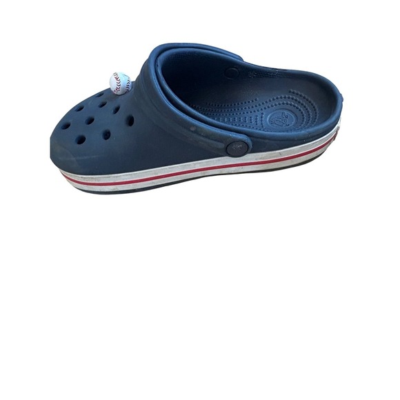 Crocs Kids Clog Navy‎ Blue Red White Stripe J2 Comfort Classic Sandals - Picture 7 of 8